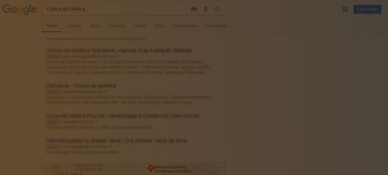 clínica aparecer nas primeiras páginas do Google